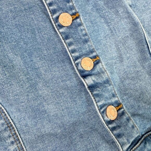Guess Shorts Romper Women Medium y2k Mid Wash Blue Denim Button Front Sleeveless - Picture 2 of 16